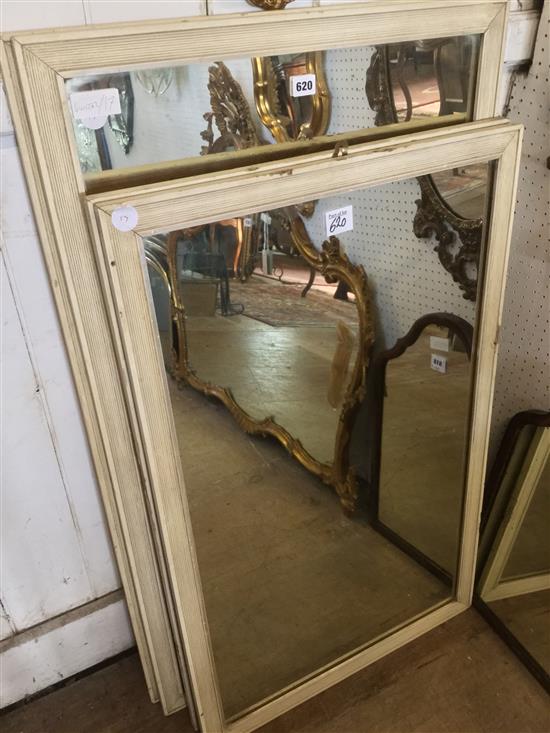 4 white framed mirrors